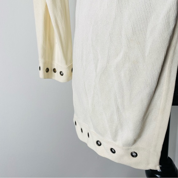 BCBGMaxAzria Ribbed Belted Ivory Cardigan - Picture 4 of 10